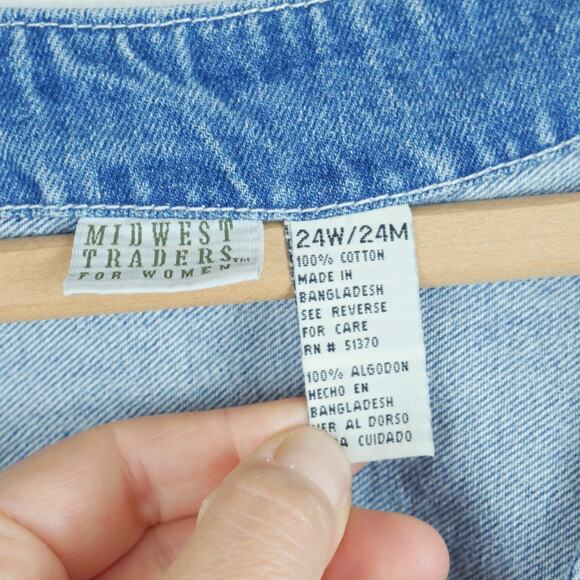 Vintage 22 24 Denim Vest 90s Floral Embroidered Western Grunge Grannycore Plaid - Picture 2 of 5